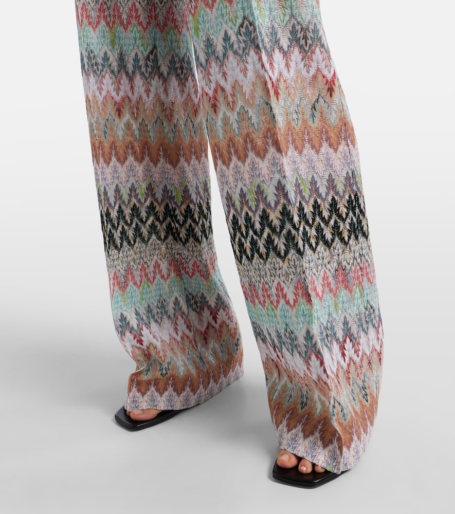 Zigzag lamé straight pants