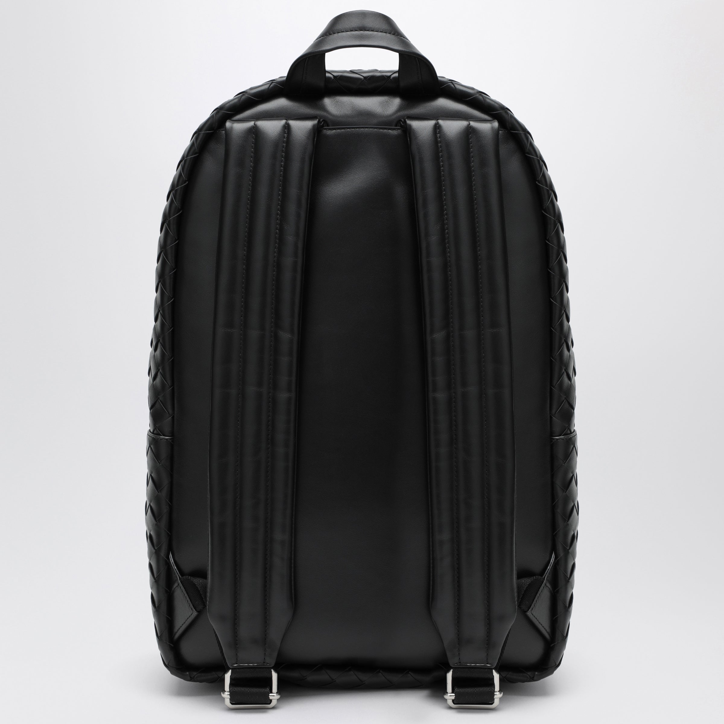 Medium black backpack in Intrecciato weave