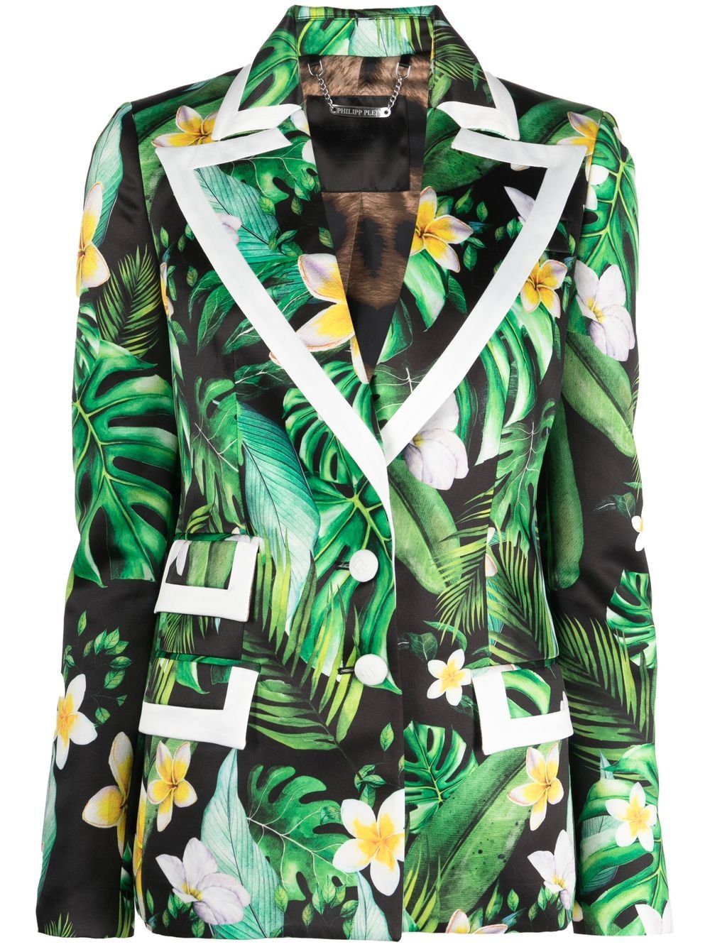 Floral-print single-breasted blazer - Black