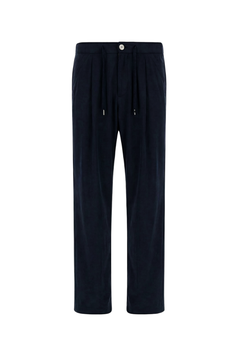 Pleated Drawstring Joggers — Black