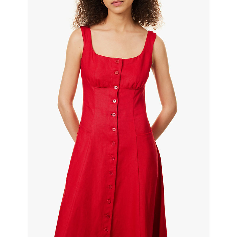 Womens Cherry Louisa Scoop-neck Linen Maxi Dress