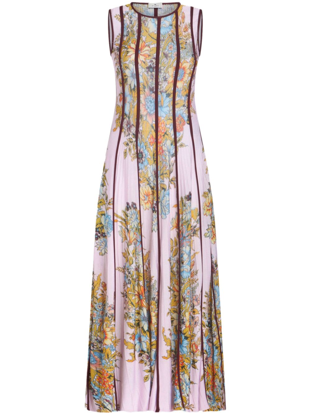 Floral-print knitted maxi dress - Pink