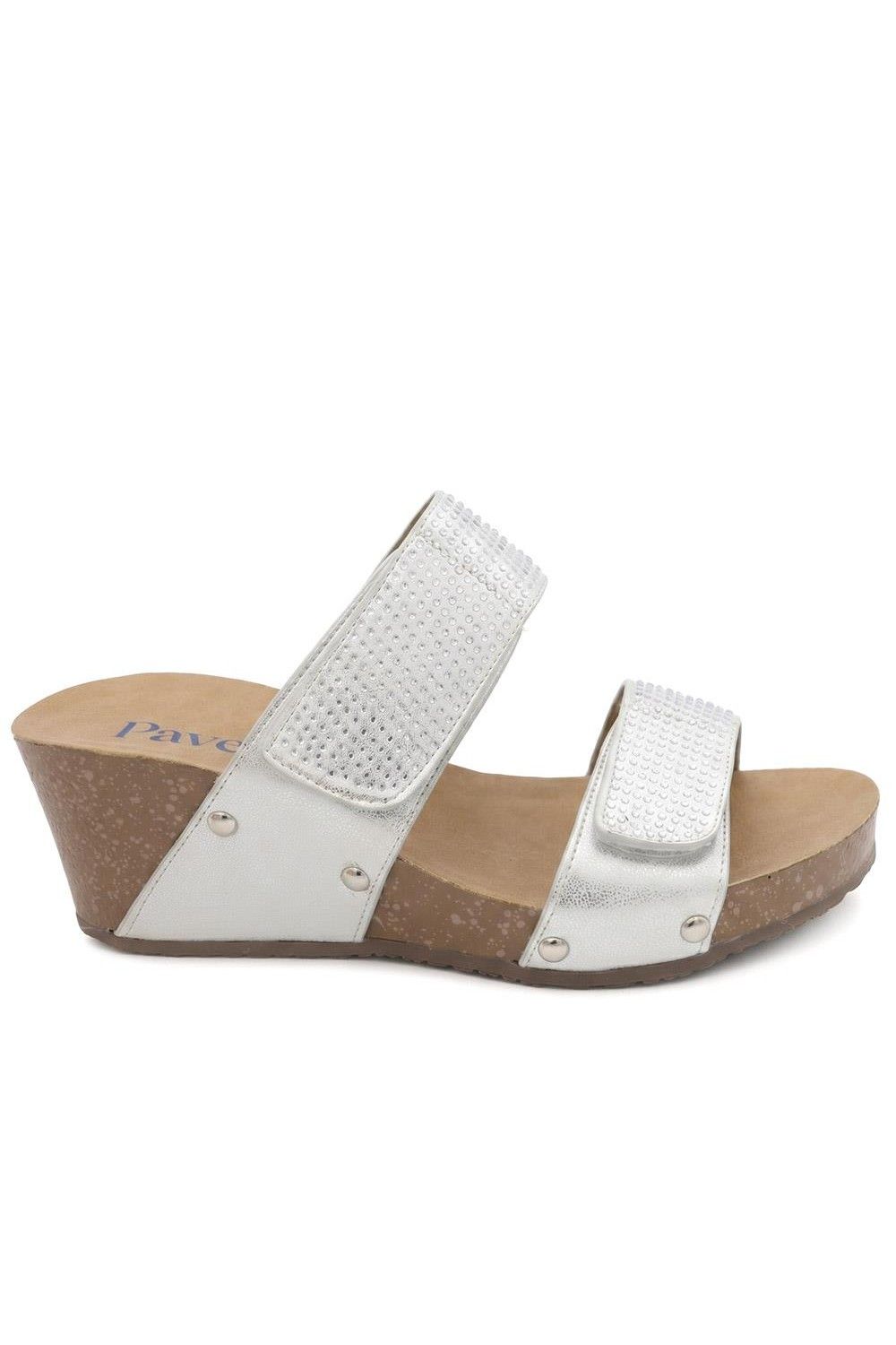Pavers Women's Dual Adjustable Fasten Wedge Sandals in Metallic