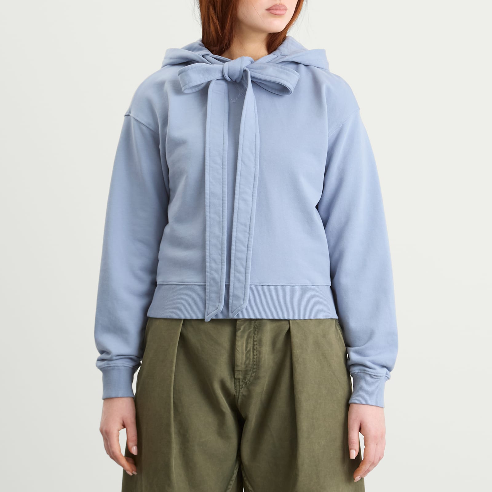Women's Tied Bow Hoodie Steel Blue