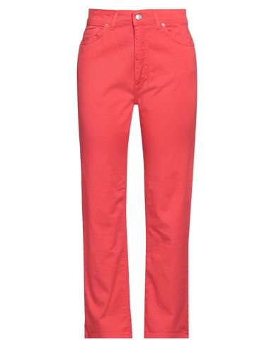 Woman Pants Tomato red Size 26 Cotton, Elastane