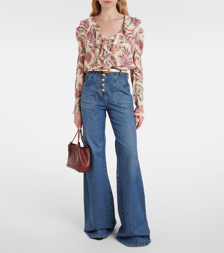 Printed ruffled blouse