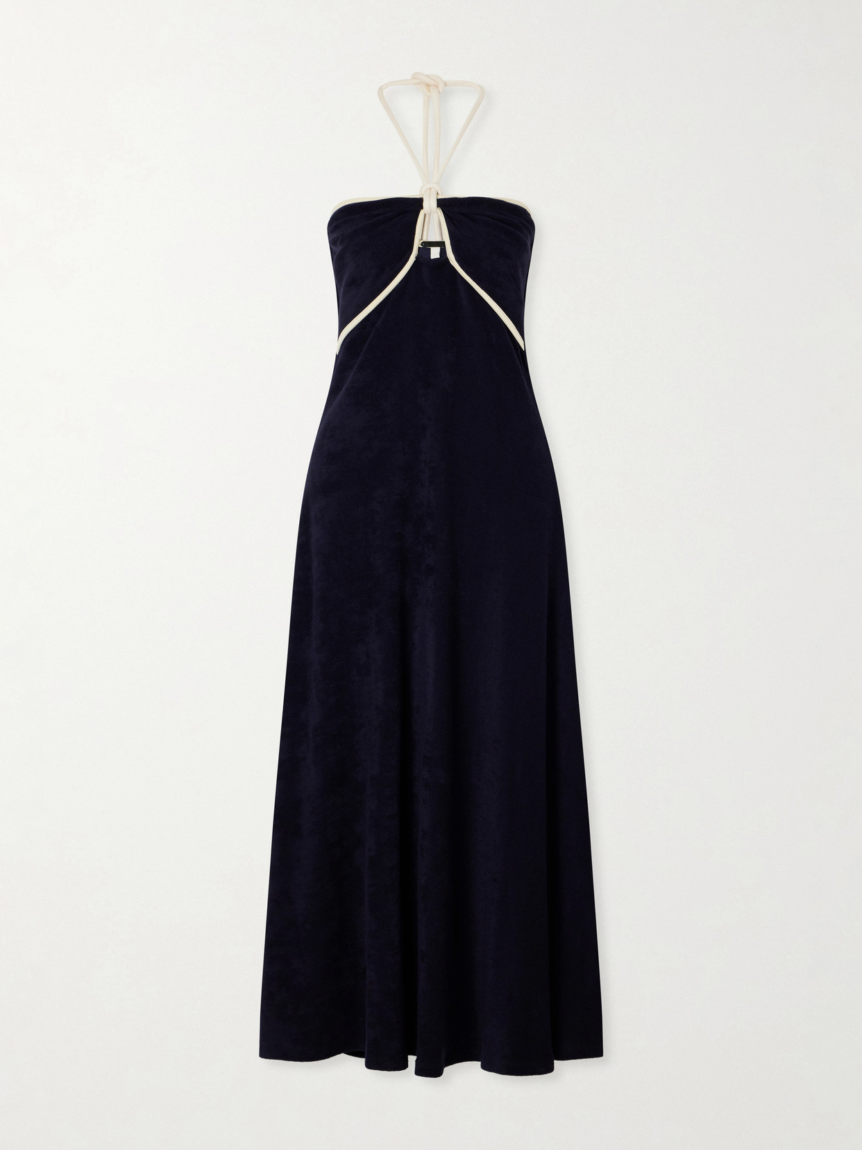 Gleymoon Cut-out Cotton-terry Halterneck Maxi Dress - Navy