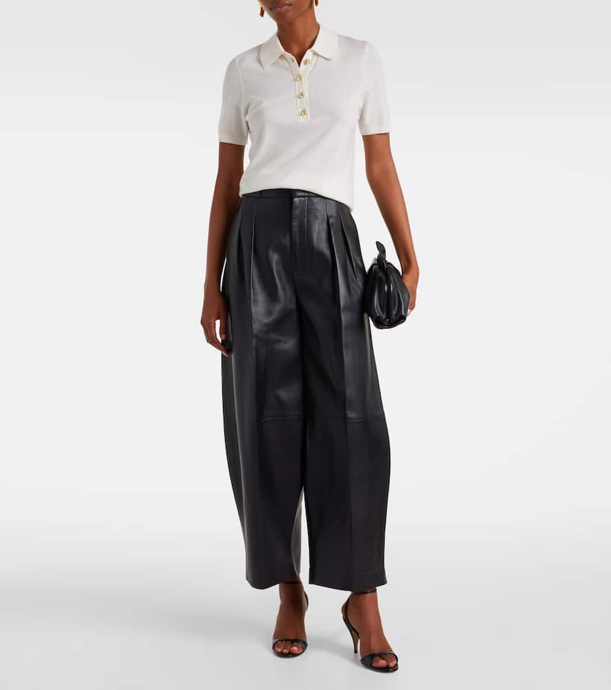 Dash leather barrel-leg pants