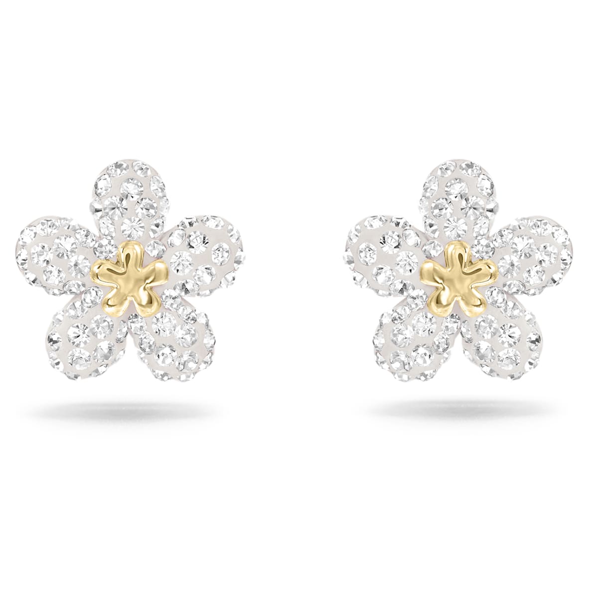 Tough stud earrings, Flower, Yellow, Mixed metal finish