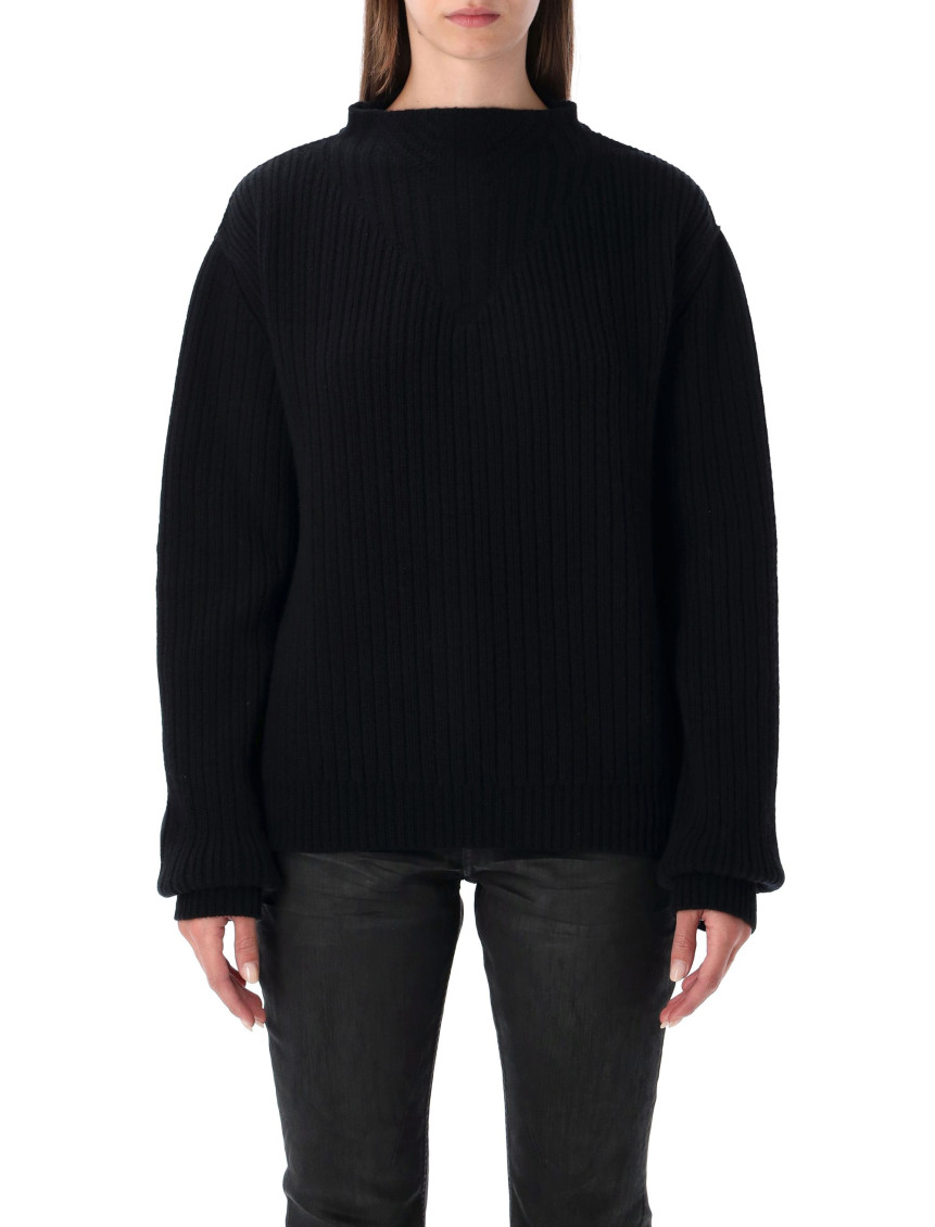 Al Pull Opens Back Long Sleeve Wool Knit Knitwear Black