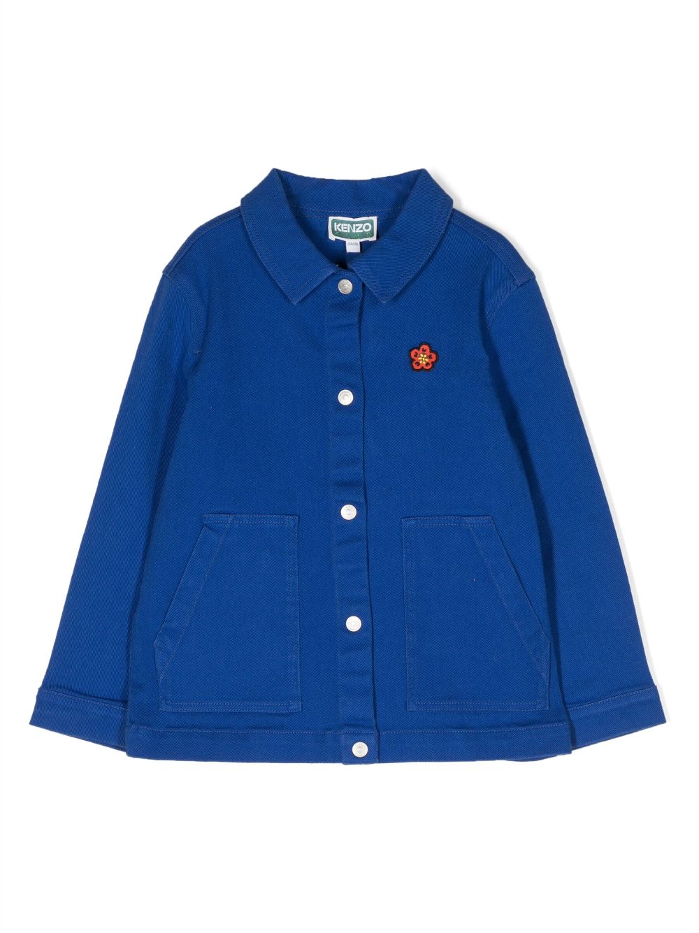 Logo-embroidered cotton jacket - Blue
