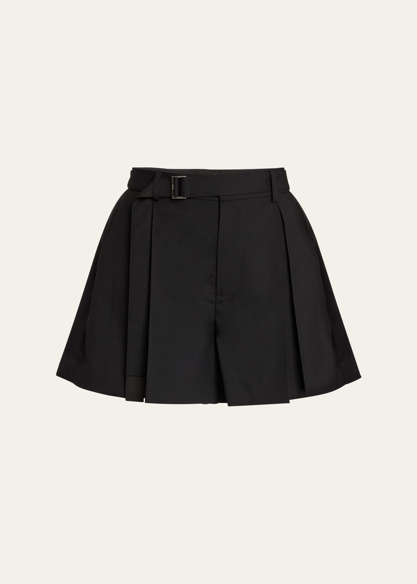 Belted Pleated Suiting Shorts