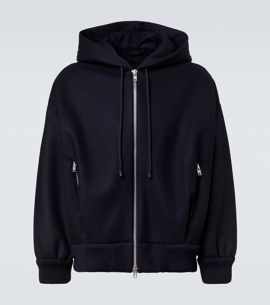 Embellished wool-blend hoodie