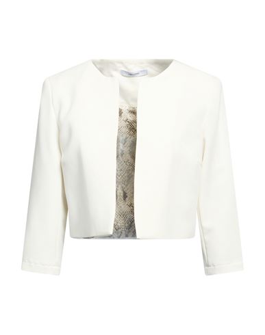 Woman Jacket Cream Size 8 Polyester, Rayon, Elastane