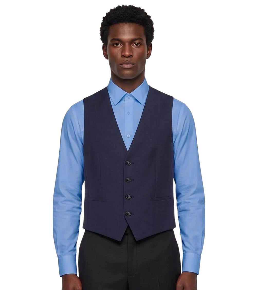 Blue Solid V Neck Top