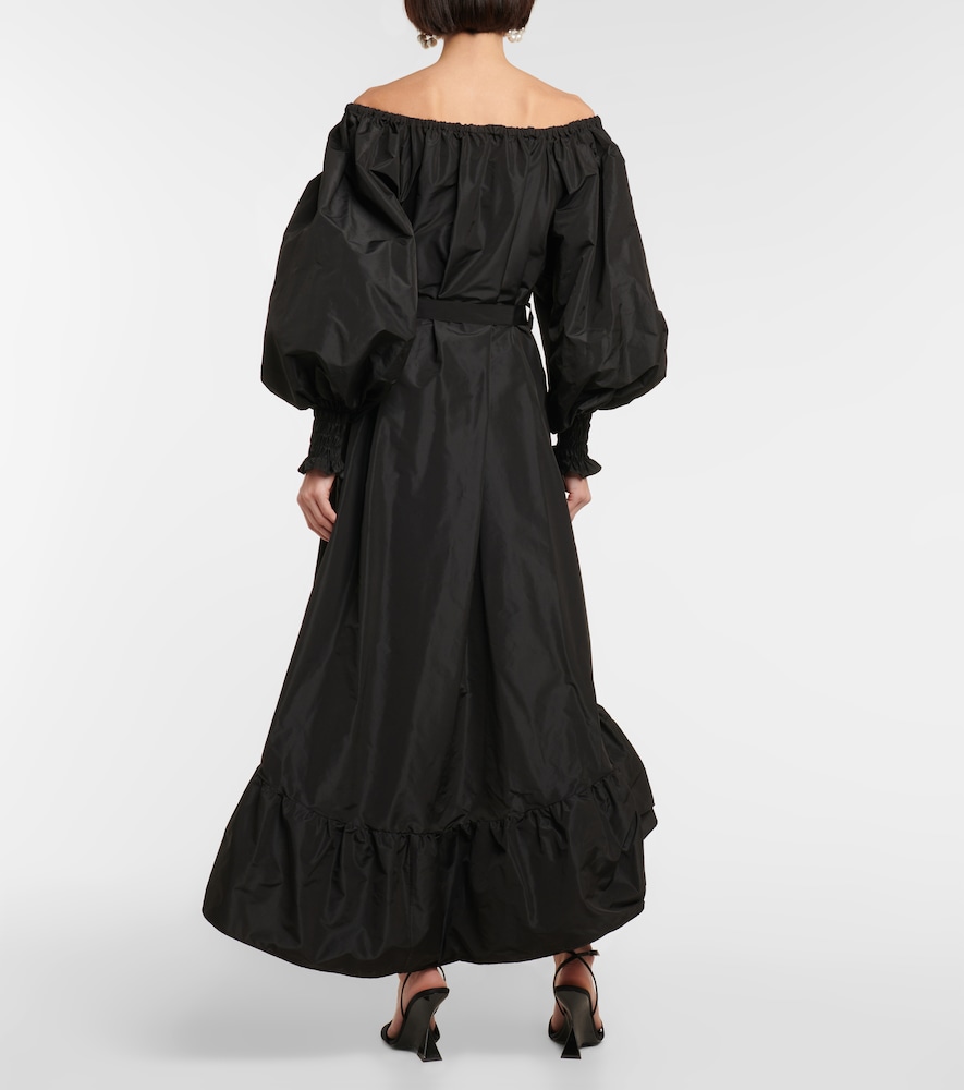 Off-shoulder faille maxi dress