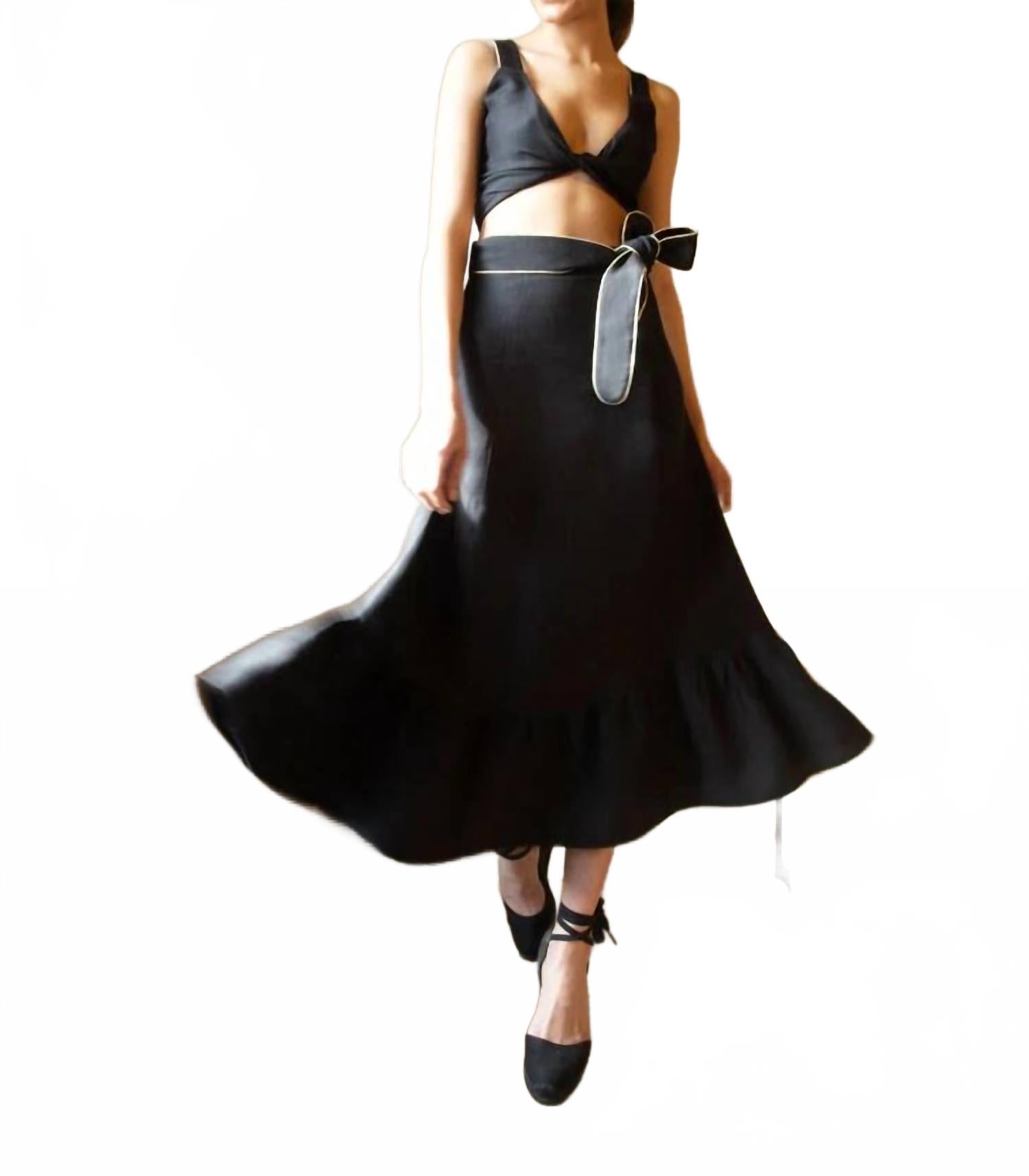 Noor Belted Midi Skirt In Black