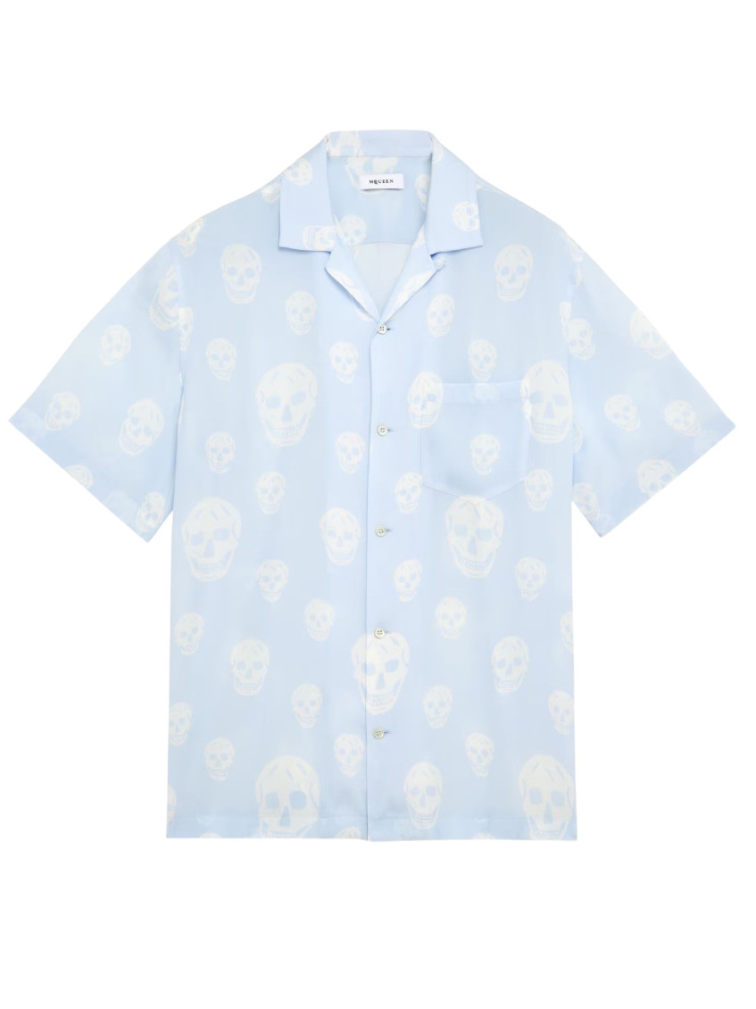 Light Blue Skull Print Shirt