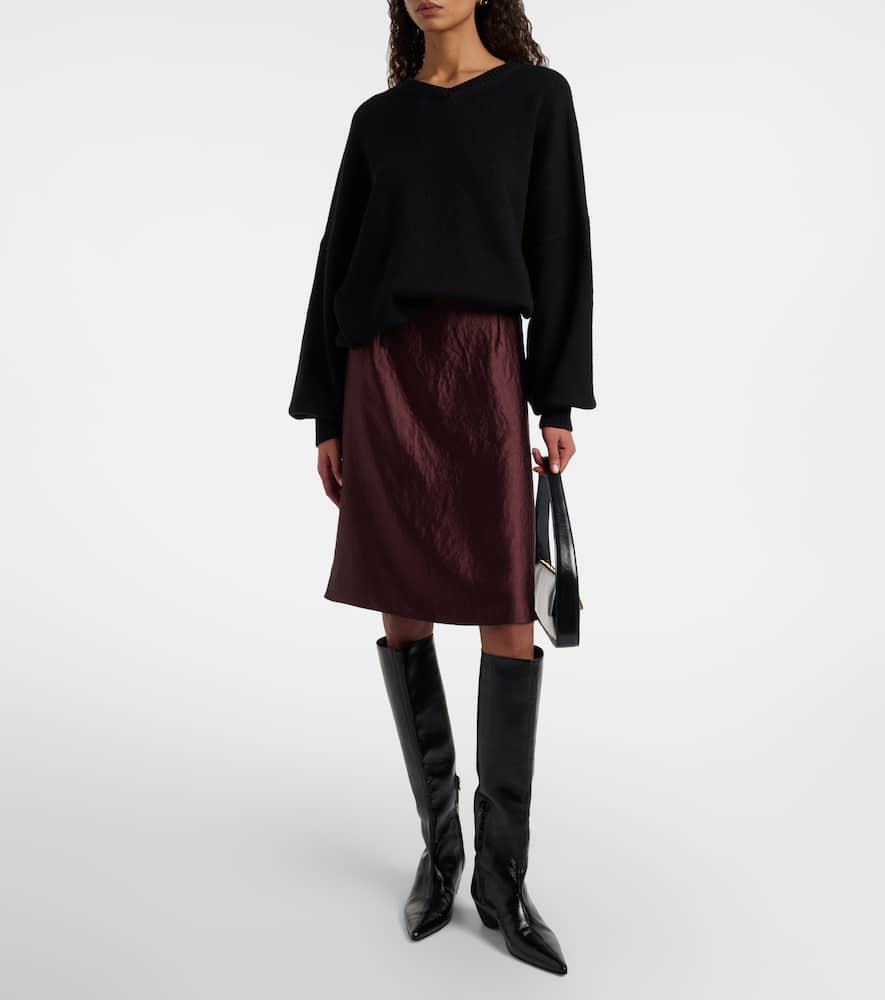 Satin midi skirt