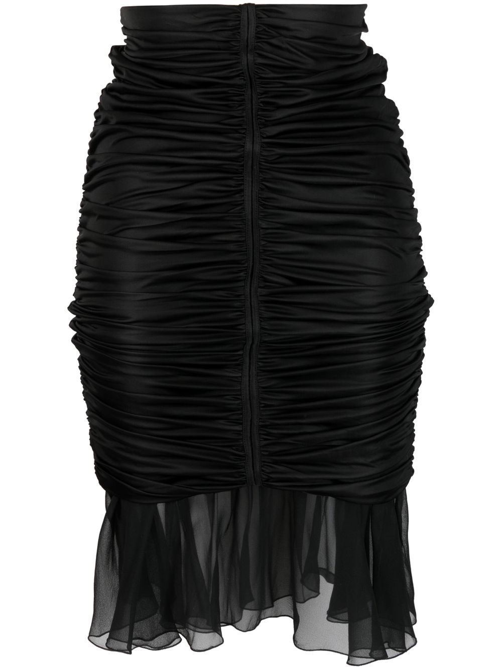 Silk ruched pencil skirt - Black