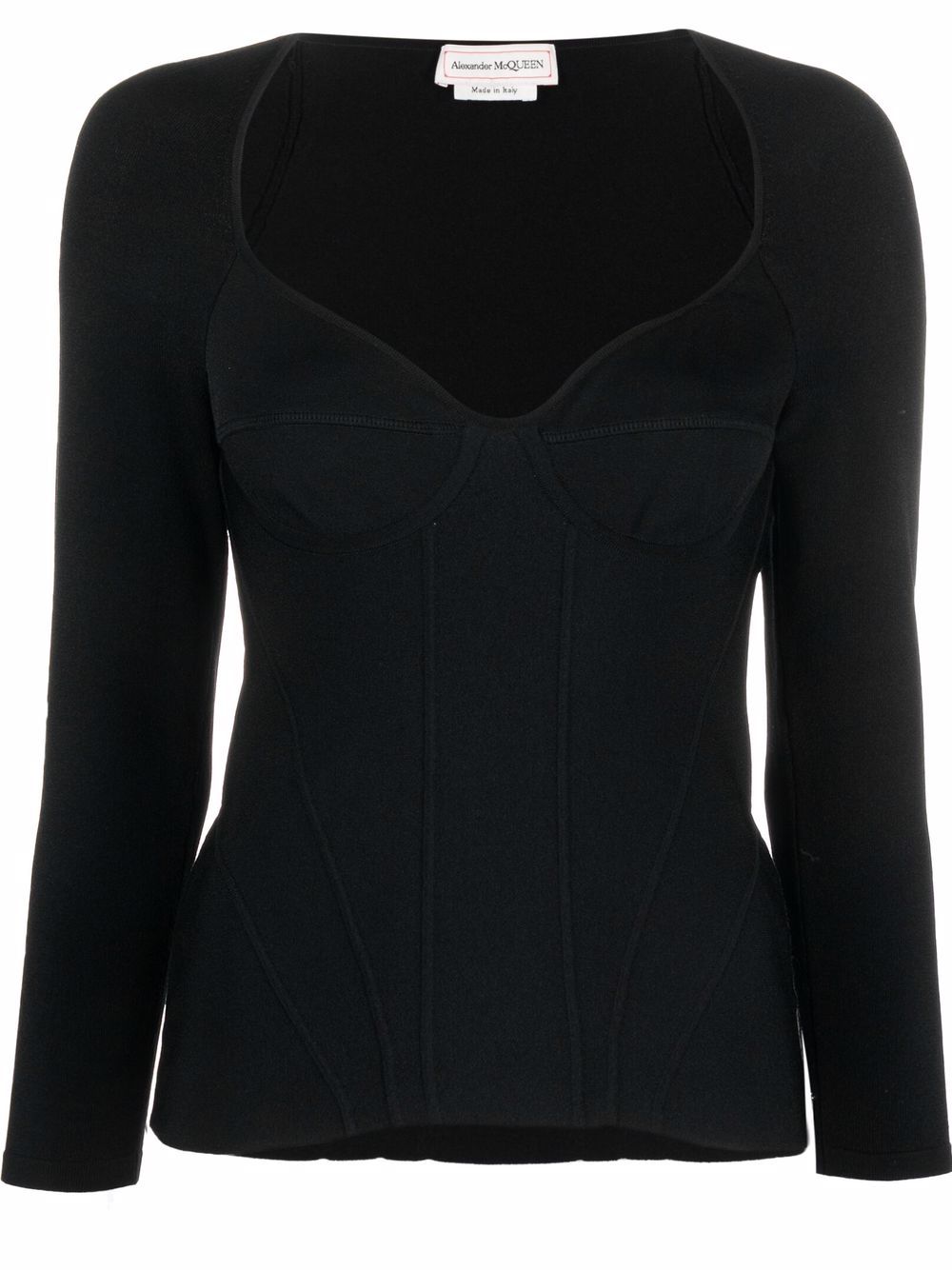 Inserted-bra detail top - Black