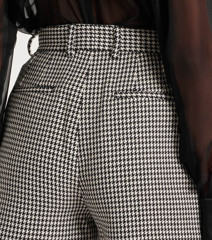 Houndstooth high-rise wool-blend shorts