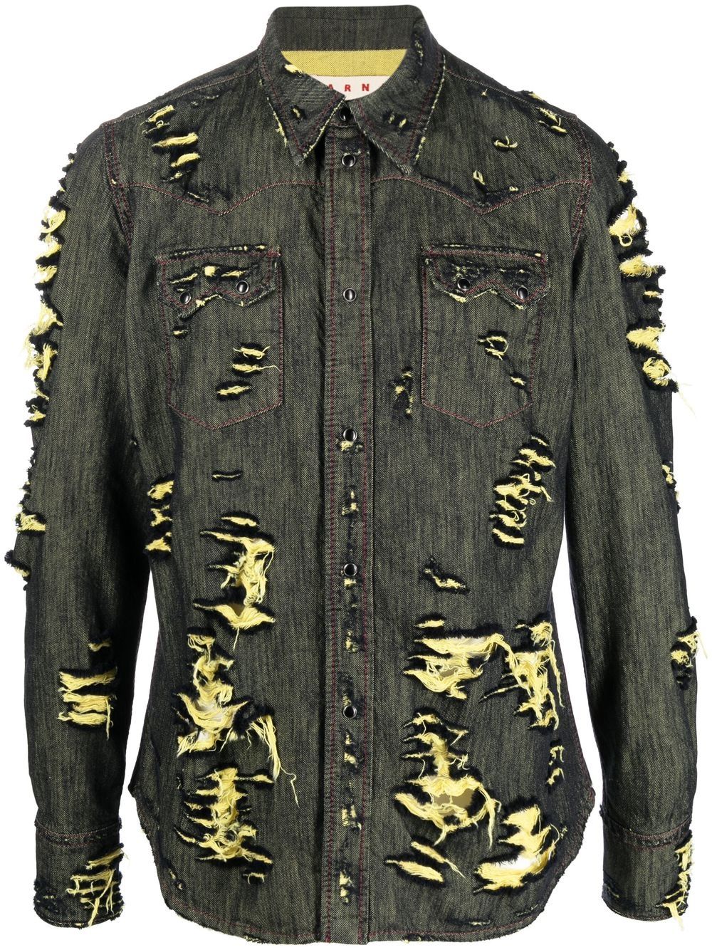 Distressed denim-effect shirt - Blue