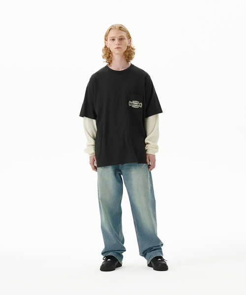 CROSS LOGO THERMAL LS TEE CHARCOAL