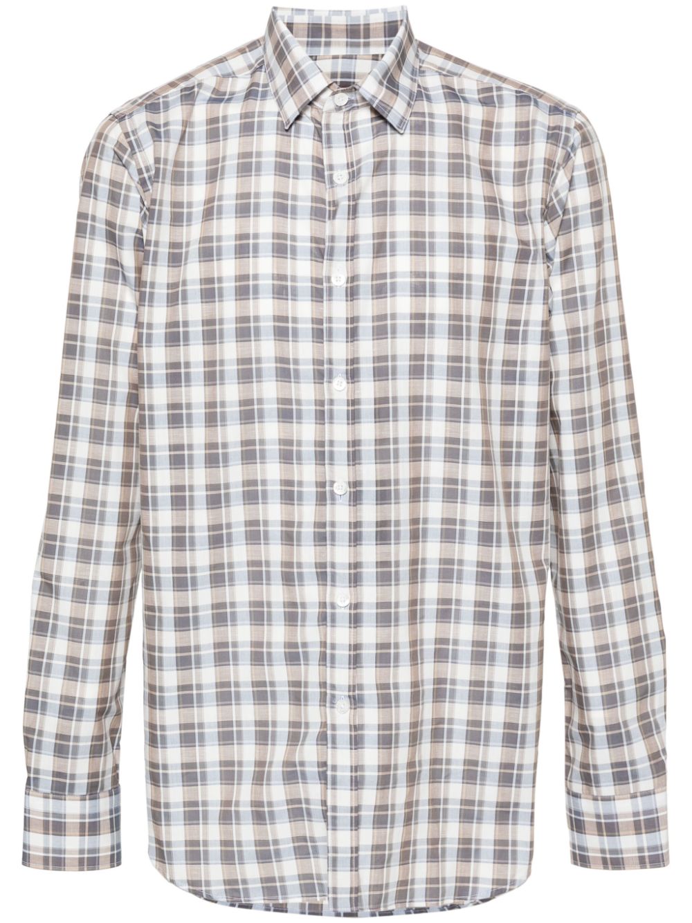 Long-sleeves checked shirt - White
