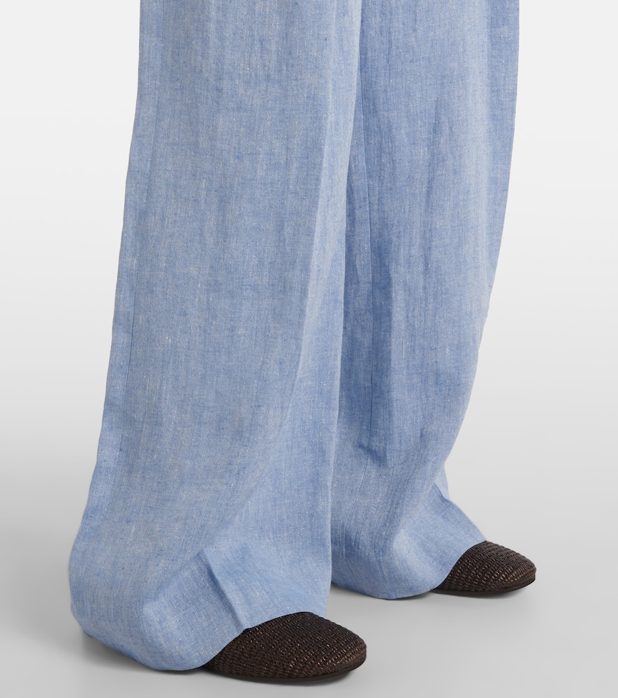Linen-blend wide-leg pants