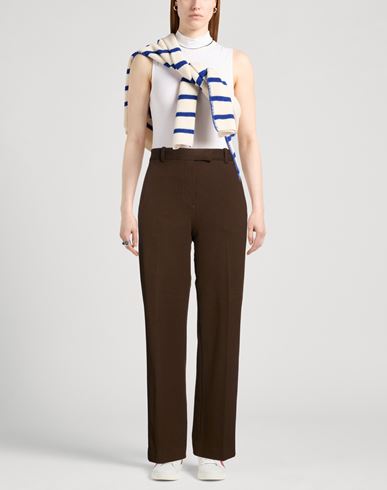 Woman Pants Chocolate brown Size 10 Cotton, Elastane