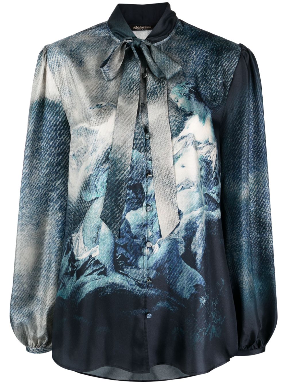Graphic-print silk blouse - Blue