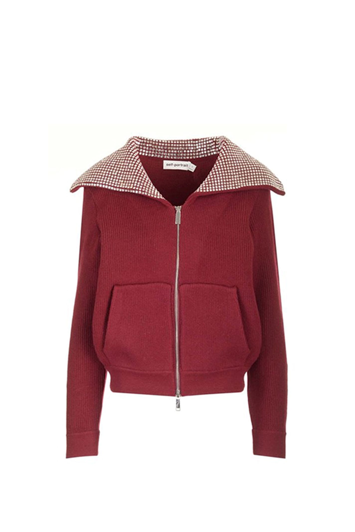 Diamante-collar cardigan - Red