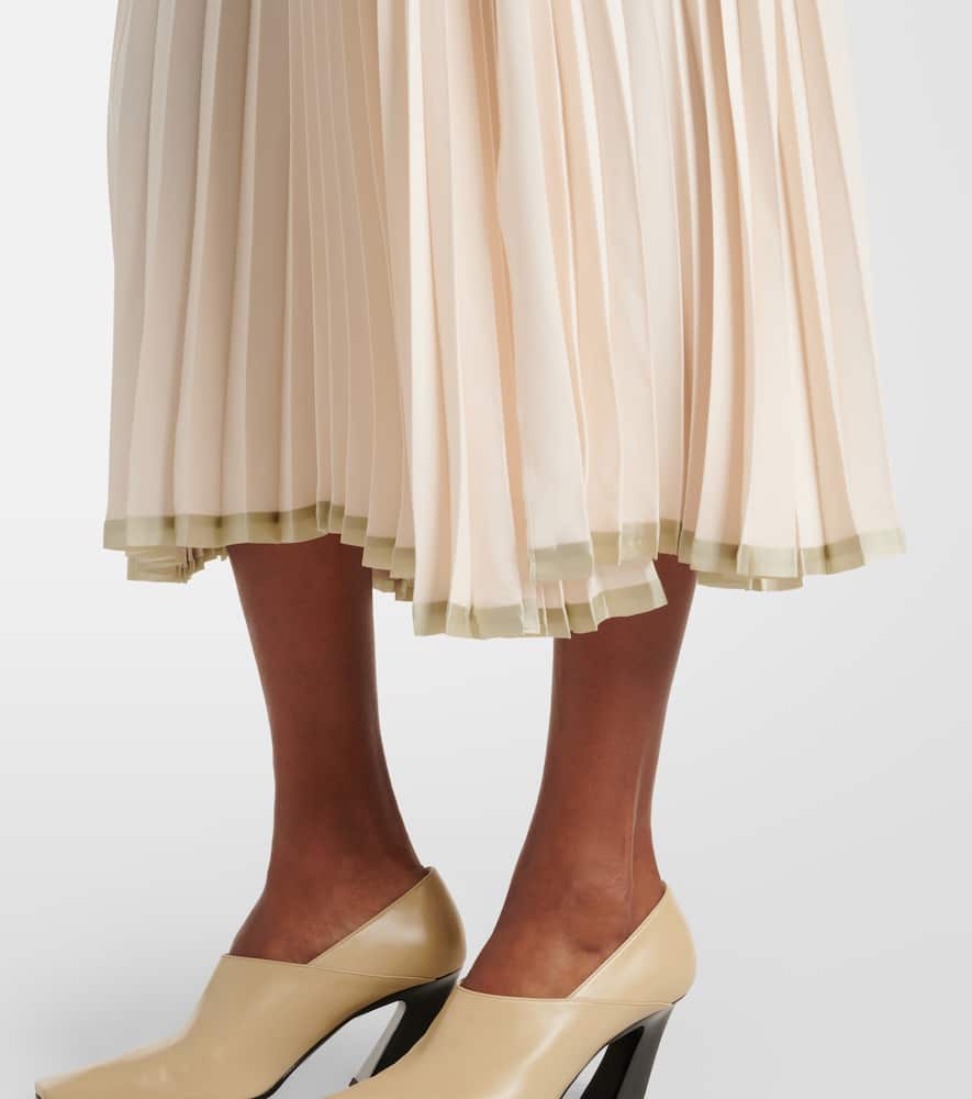 Plissé tiered midi skirt