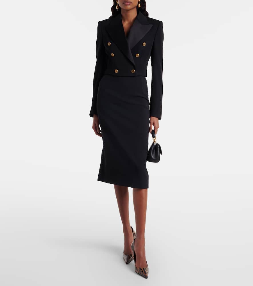 Cropped wool and silk-blend jacket