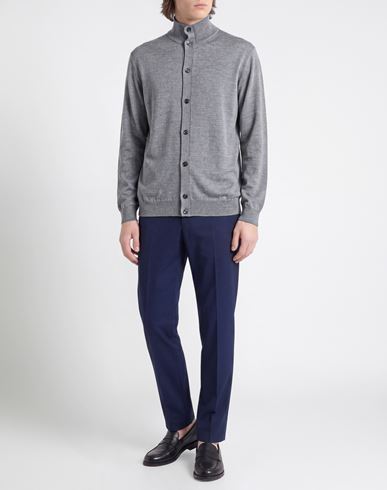 Man Cardigan Grey Size 46 Merino Wool