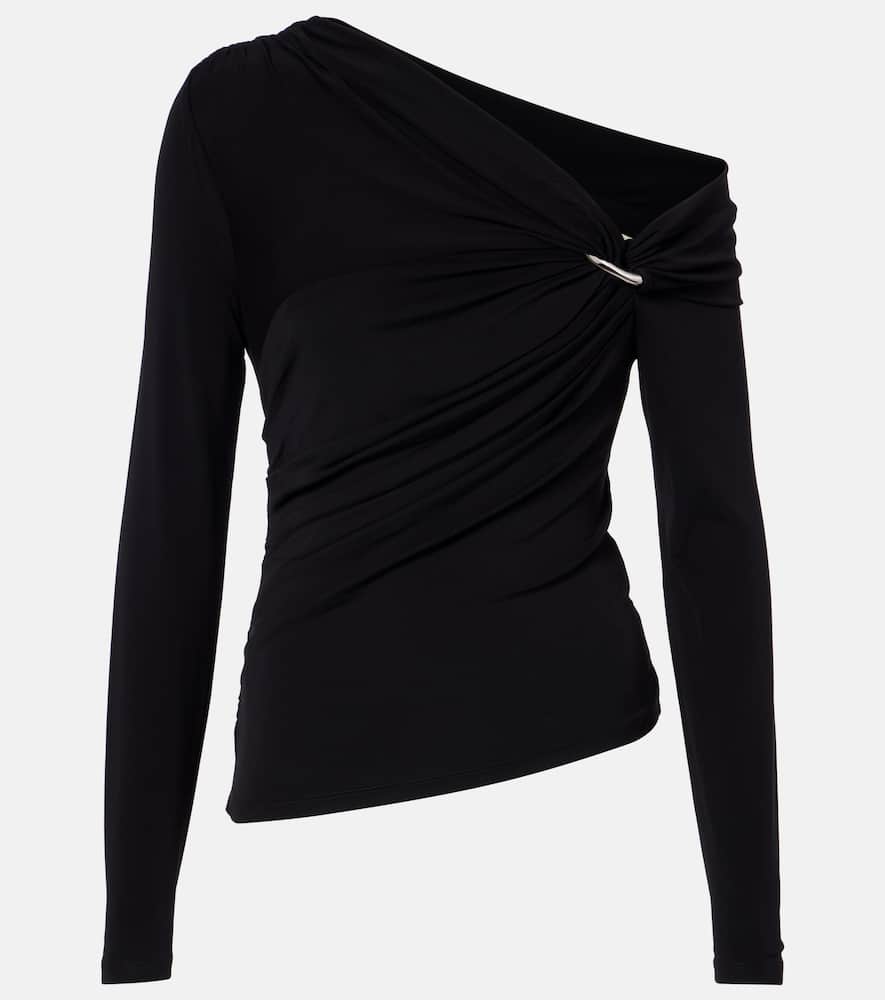 Lozea asymmetric ruched jersey top