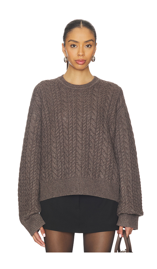 EAVES Laci Cable Crewneck in Hickory. S also in XS, XXS, M