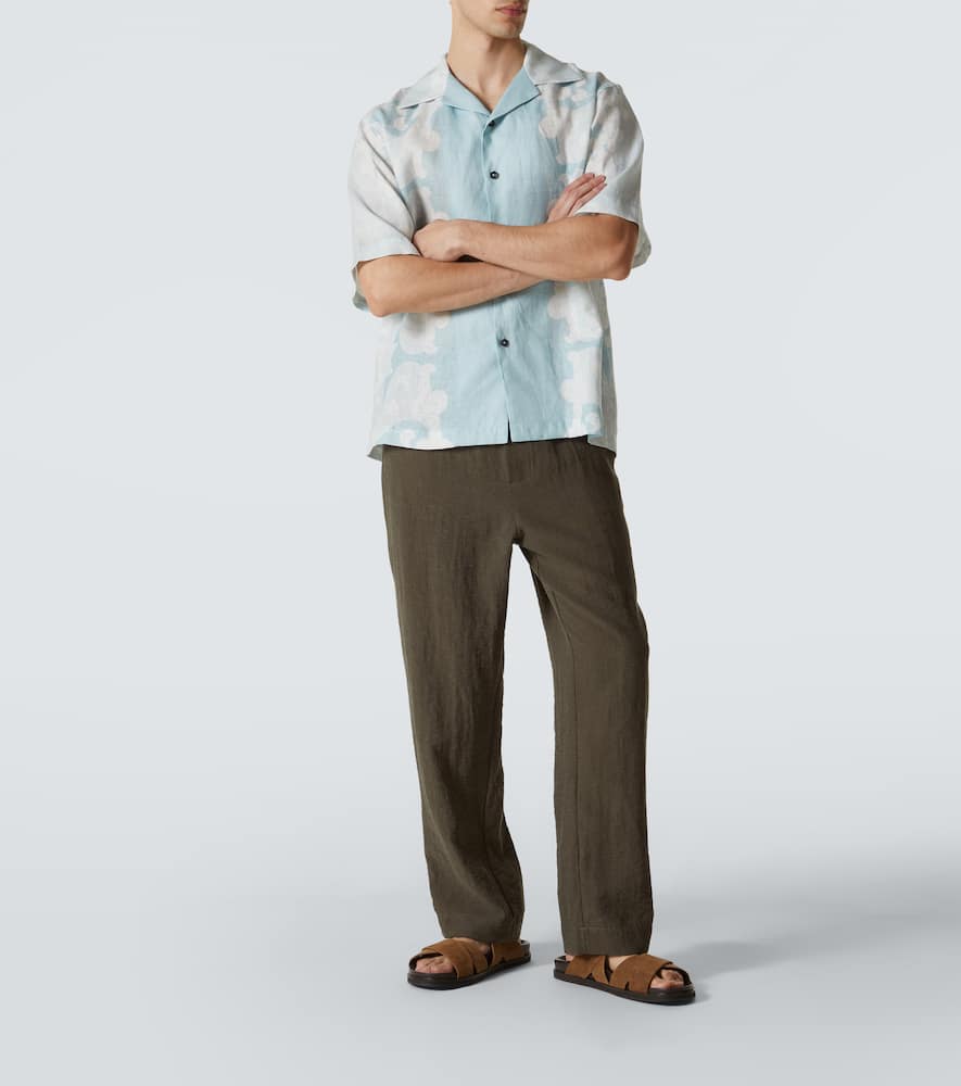 Paradise Floral linen bowling shirt