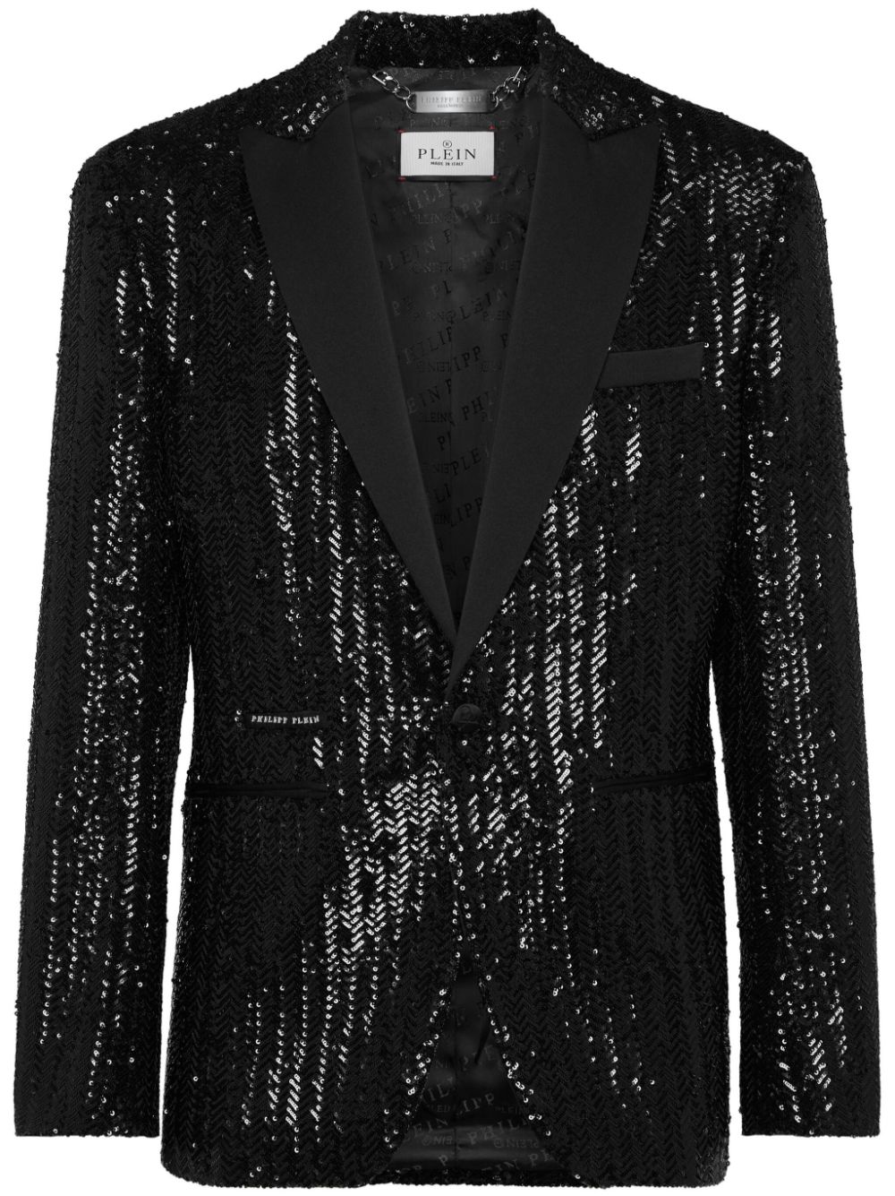 Embroidered lurex blazer - Black