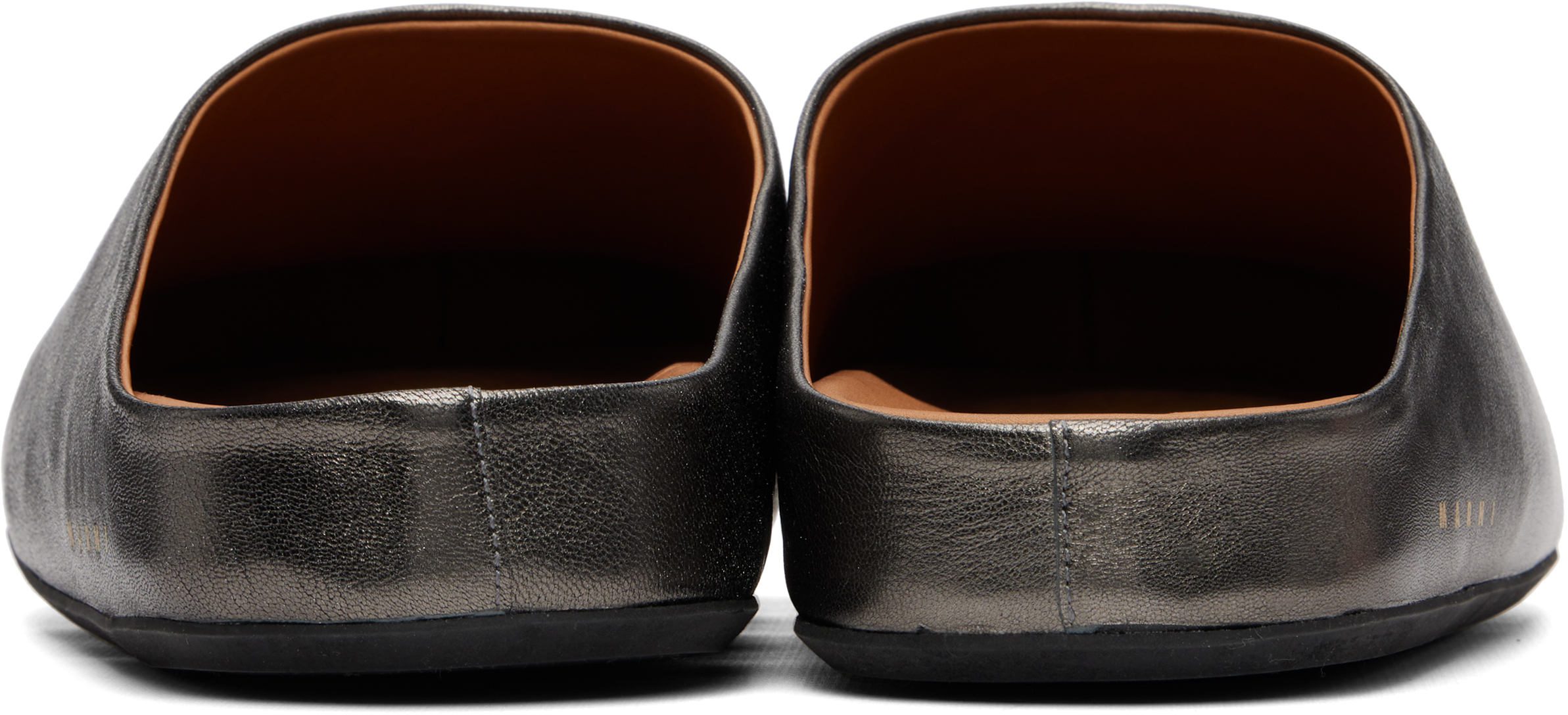 Gunmetal Fussbett Sabot Slip-on Loafers