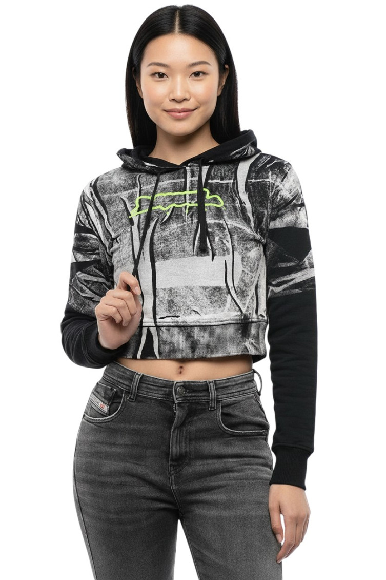 Black Graphic Hood Sweatshirt