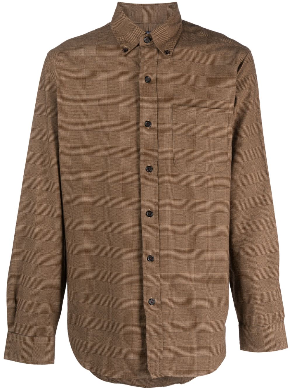 Plaid-check cotton shirt - Brown