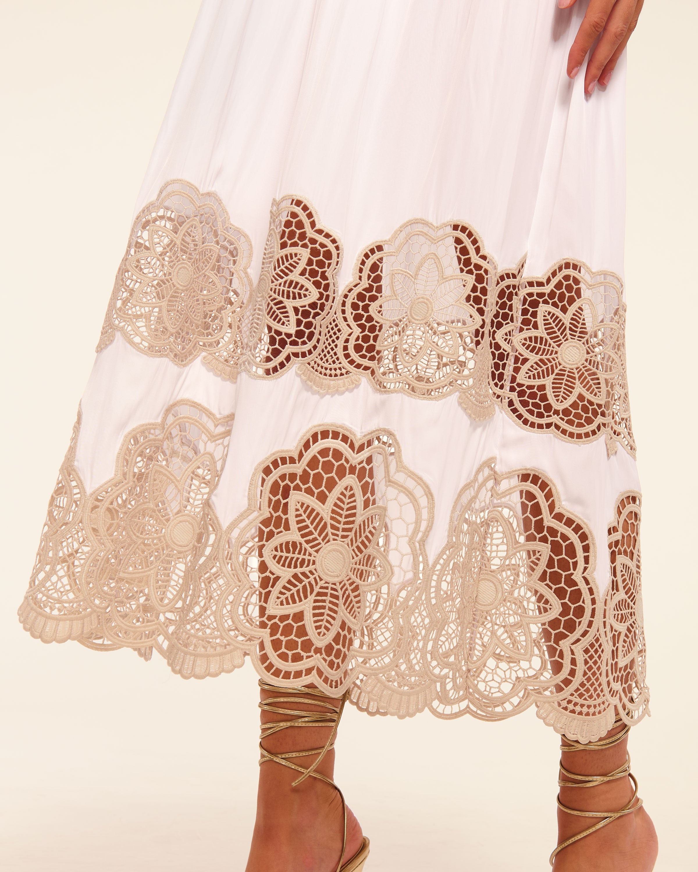 Milani Embellished Strapless Maxi Dress in Ivory