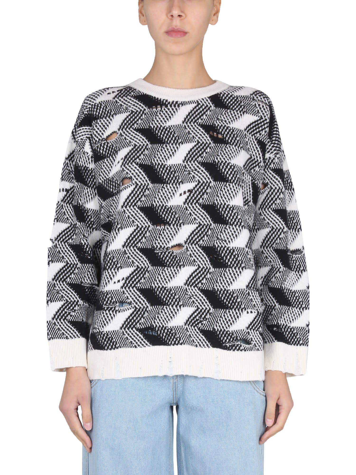 Woven-knit jumper