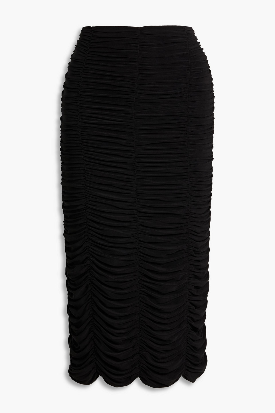Ruched stretch-jersey midi skirt - Black - US 2