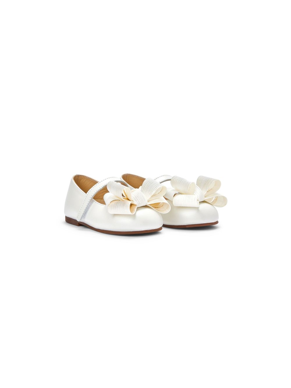 Bow-detail leather ballerina shoes - White