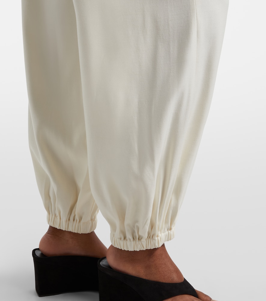Bubble twill wide-leg pants