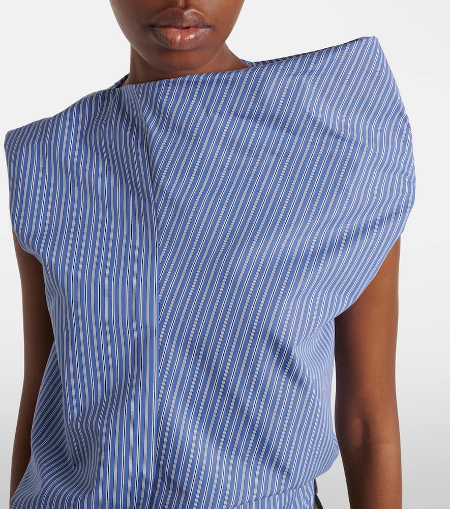 Striped cotton-blend top