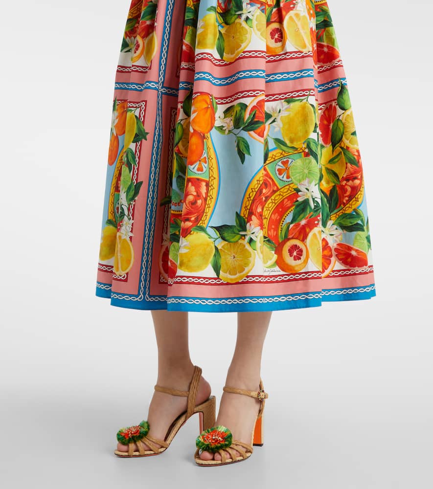 Printed cotton midi dress
